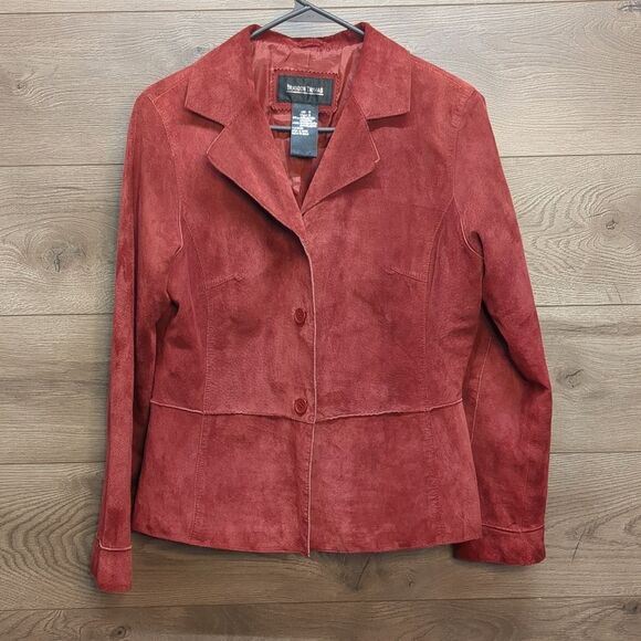 Brandon Thomas Jackets & Blazers - Brandon Thomas Leather Suede Jacket Women's Size Medium, burgundy